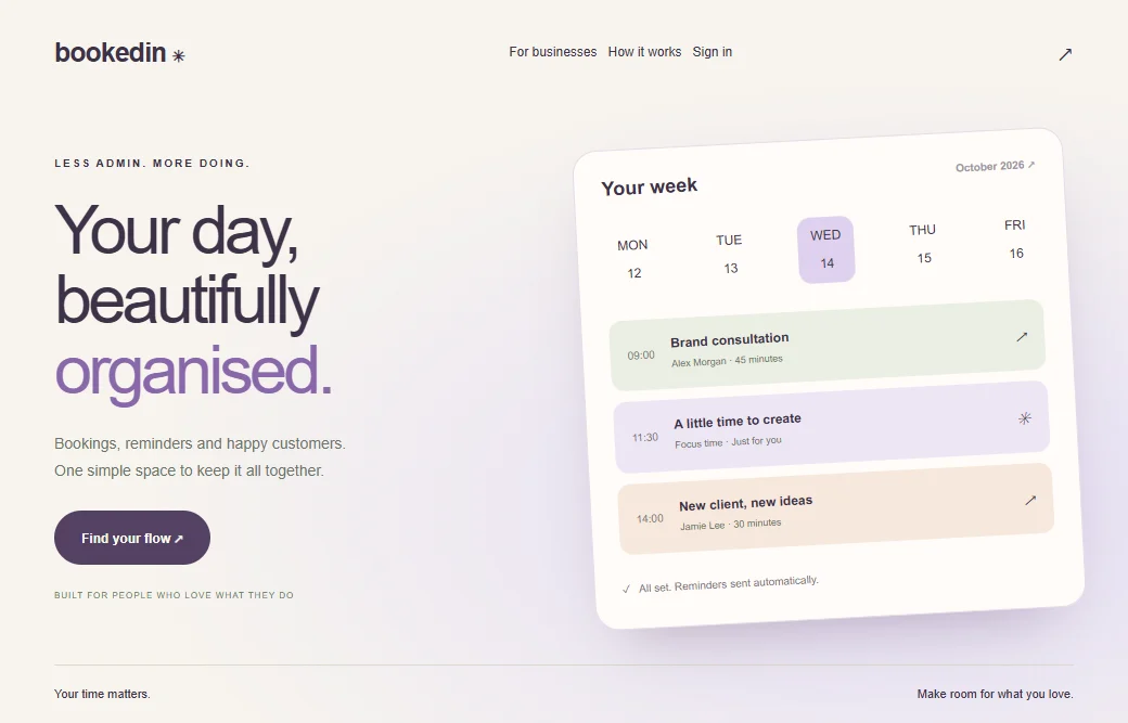 Bookedin appointment website design