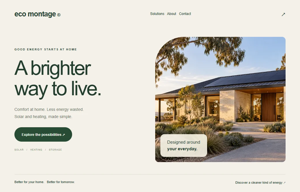 Eco Montage home energy website design concept