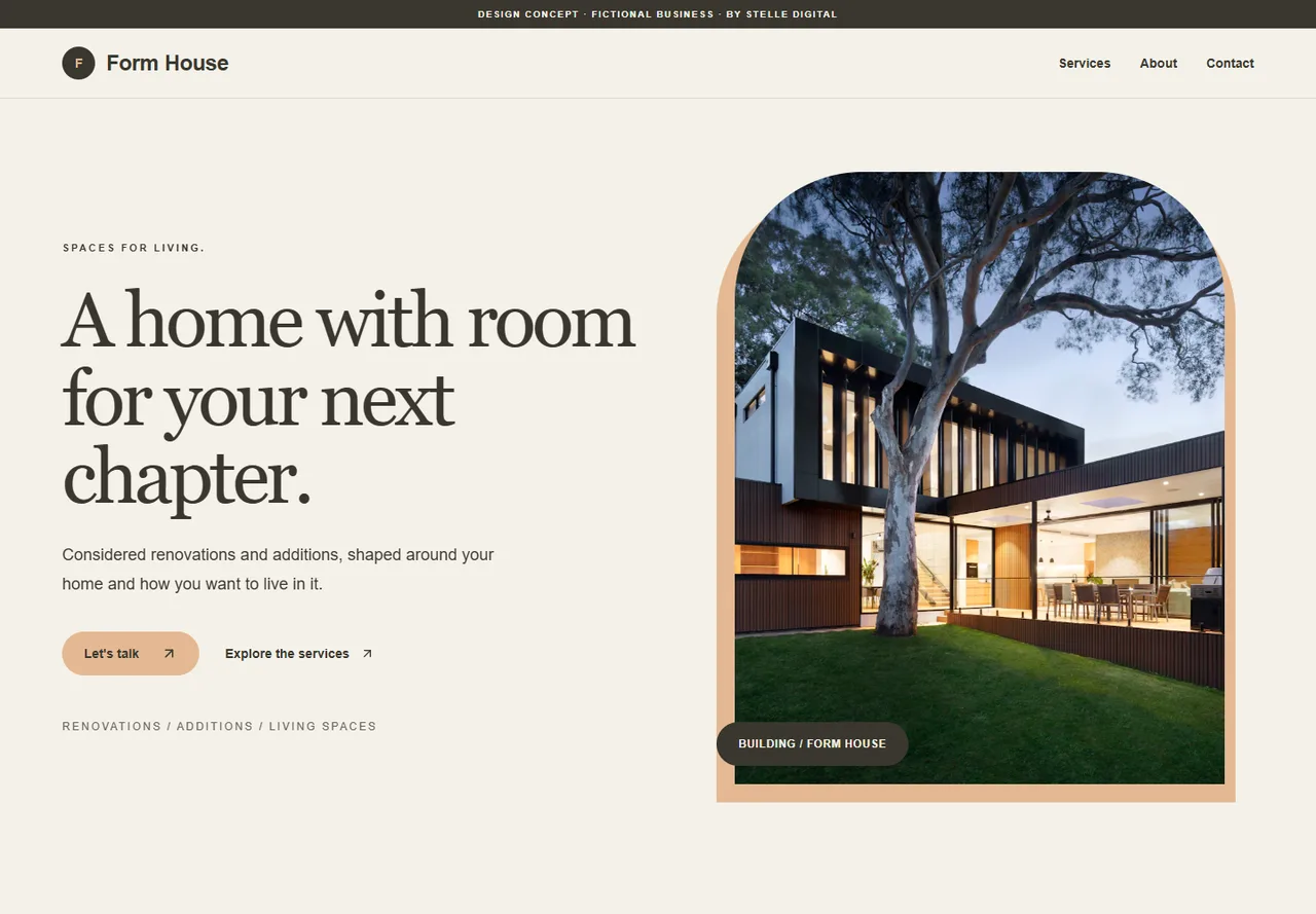 Form House builders & renovators website design