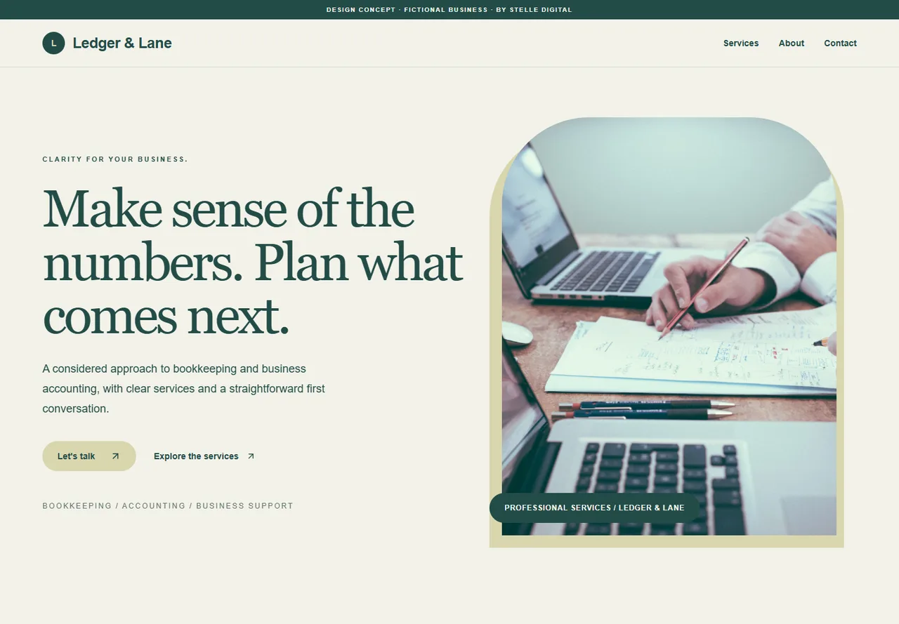 Ledger & Lane accountants & bookkeepers website design
