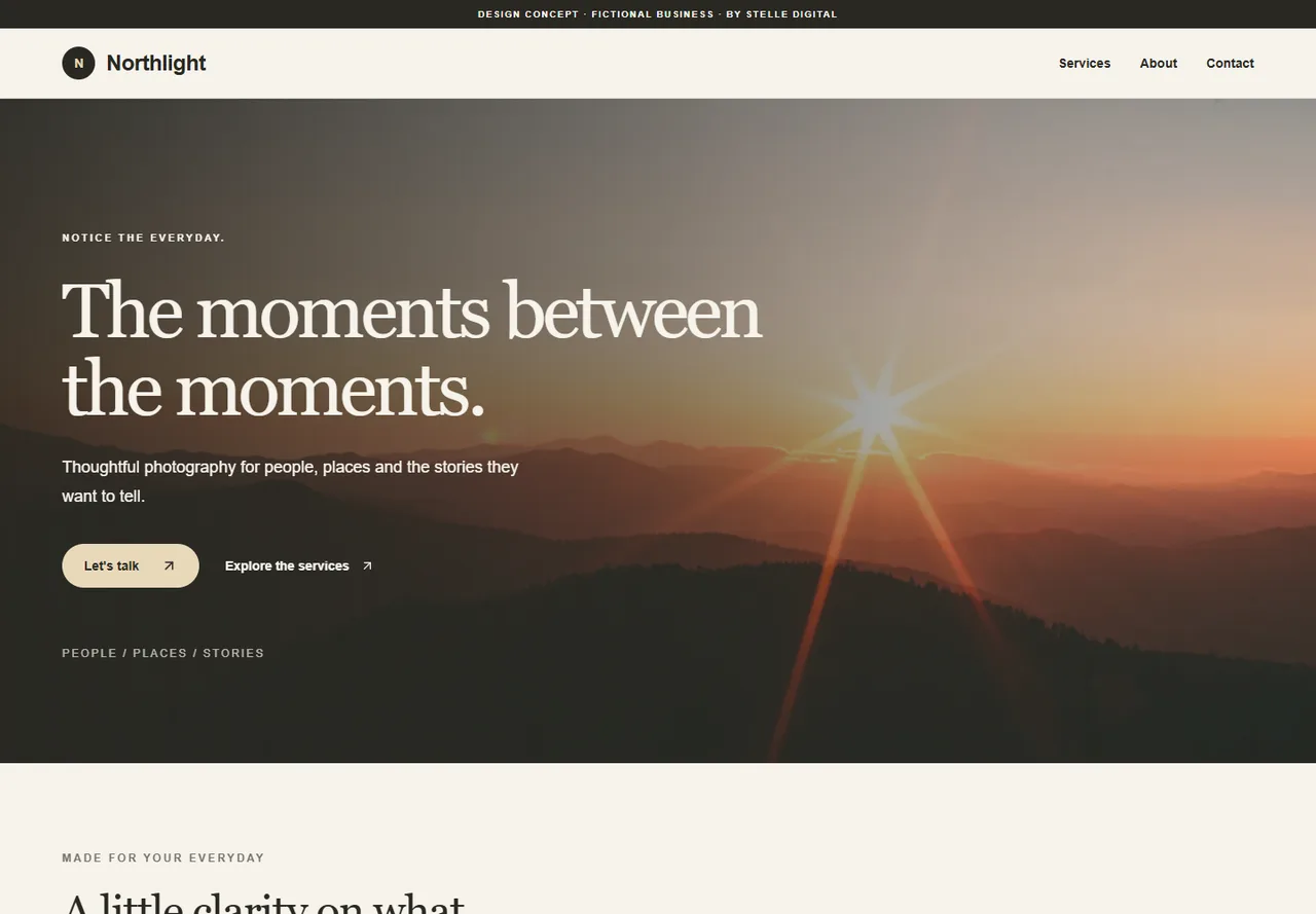 Northlight photographers website design