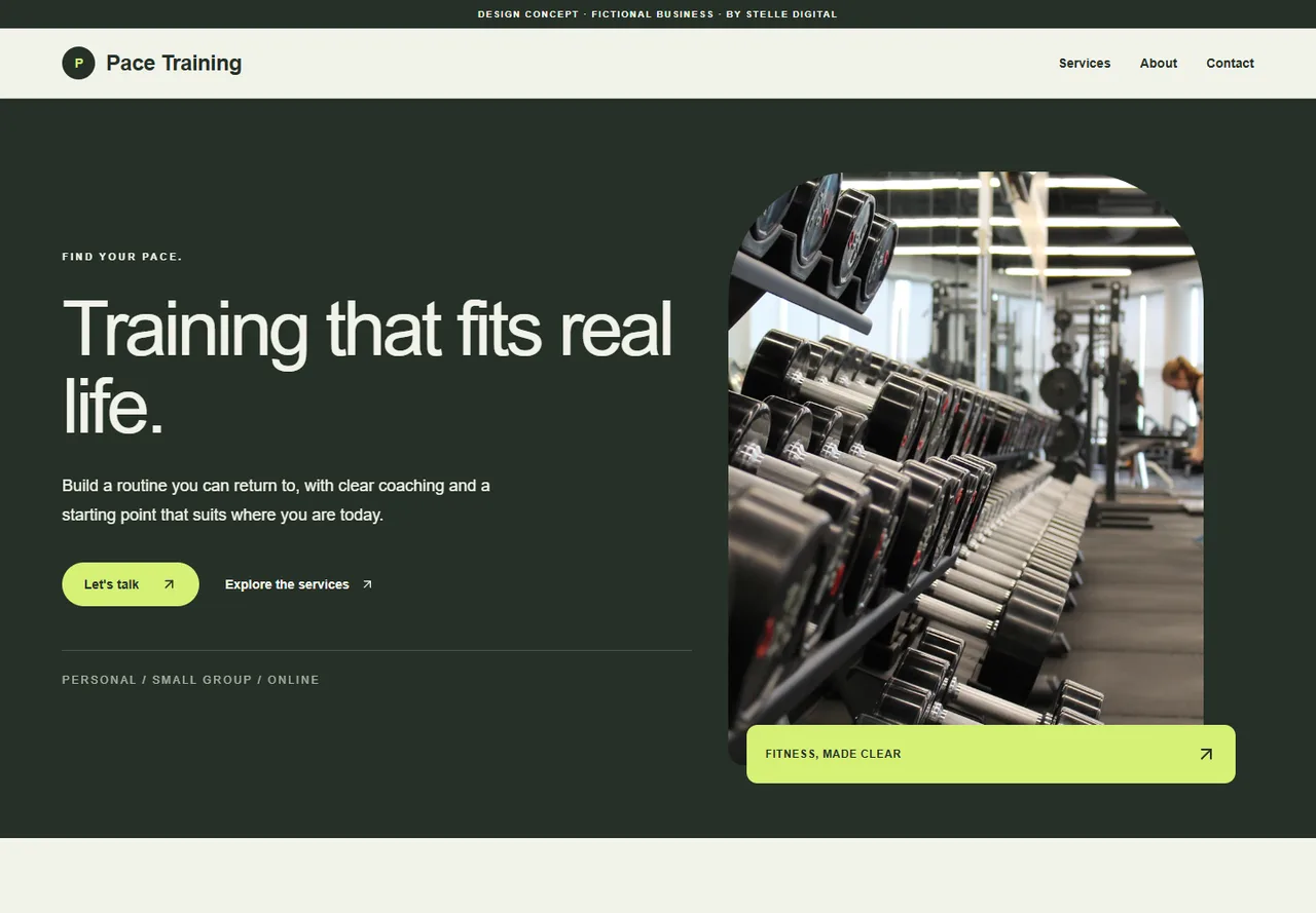 Pace Training personal trainers website design