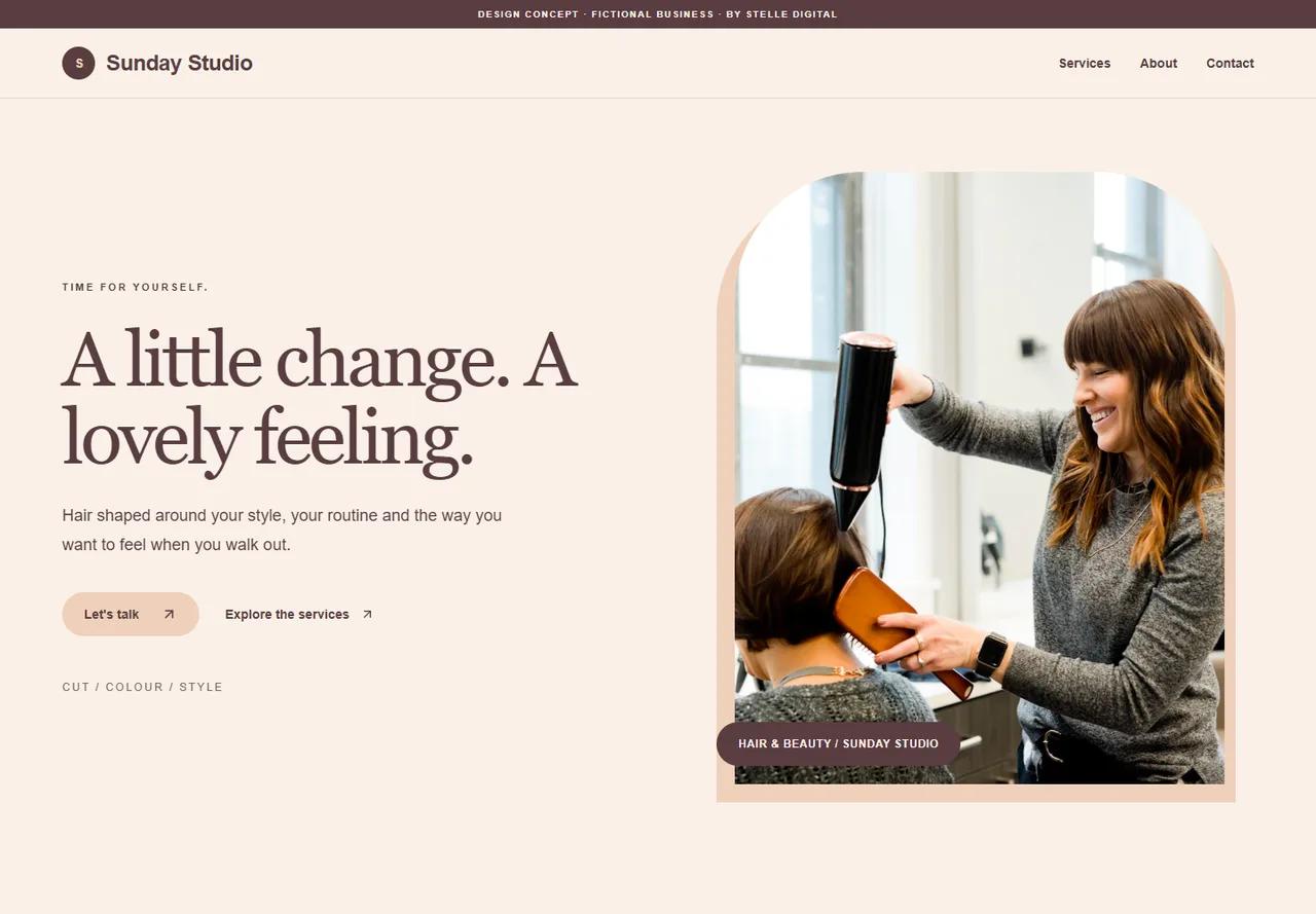 Sunday Studio hair & beauty website design