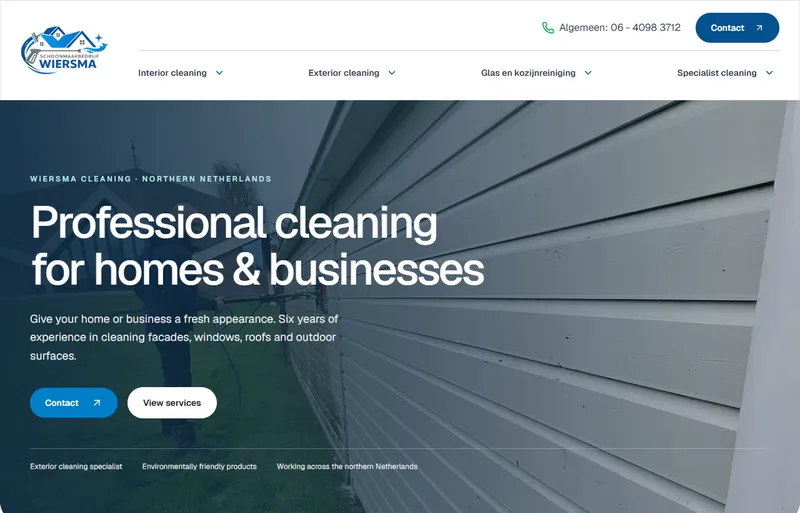 Wiersma Cleaning business website design
